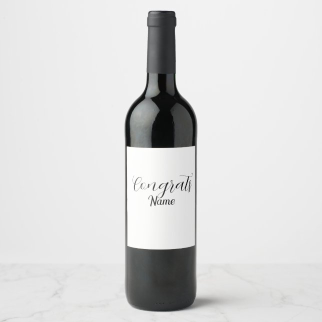Congrats graduate name simple minimal year class  wine label (Front)