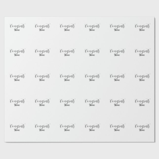 Congrats graduate name simple minimal year class  wrapping paper (Flat)