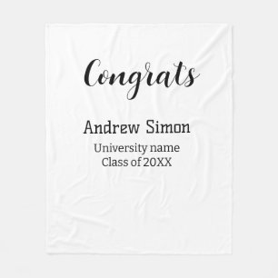 Congrats graduate name university name class 20XX Fleece Blanket