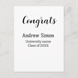 Congrats graduate name university name class 20XX Postcard