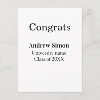 Congrats graduate name university name class 20XX Postcard