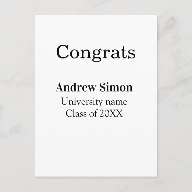 Congrats graduate name university name class 20XX Postcard (Front)