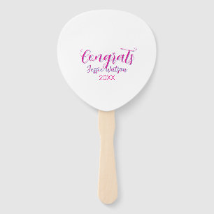 Congrats graduate pink purple name year 20XX date Hand Fan
