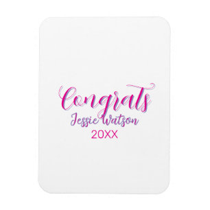 Congrats graduate pink purple name year 20XX date Magnet