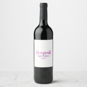 Congrats graduate pink purple name year 20XX date Wine Label