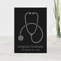 Congrats Graduate Stylish Grey Stethoscope Simple