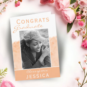 Congrats Graduate Watercolor Photo Graduation Card