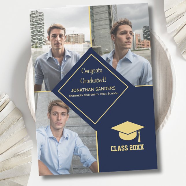 Congrats Graduated Collage 3 Photos for Him Navy Announcement (Creator Uploaded)