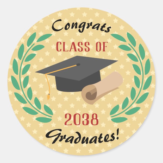 Congrats Graduates Graduating Class Congratulation Classic Round Sticker (Front)