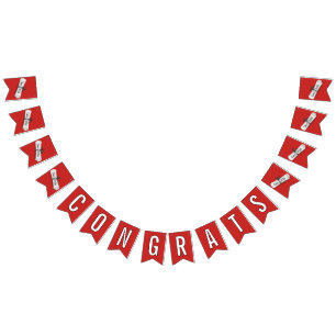 CONGRATS Graduation 2025 White Diploma Bunting