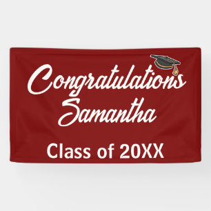 Congrats Graduation Cap Party Banner - Custom Sign
