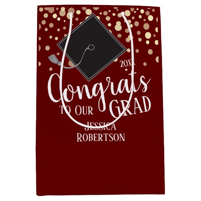 Congrats Graduation Class of 2021 Wine Medium Gift Bag (Front)