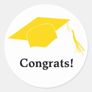 Congrats graduation hat classic round sticker