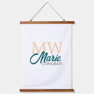 Congrats graduation monogram orange blue 20XX year Hanging Tapestry