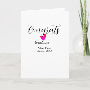 Congrats graduation name class of 20XX year heart Card