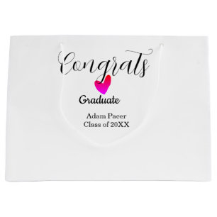 Congrats graduation name class of 20XX year heart  Large Gift Bag