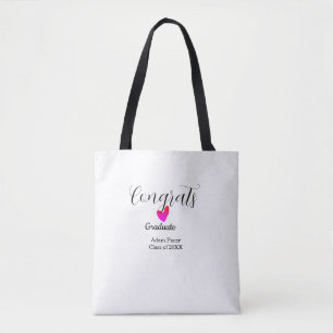 Congrats graduation name class of 20XX year heart  Tote Bag
