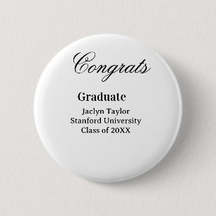 Congrats graduation name university name class of 6 cm round badge