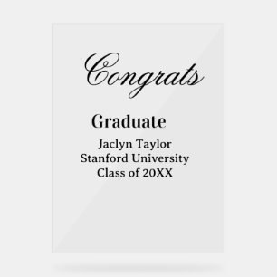 Congrats graduation name university name class of acrylic sign