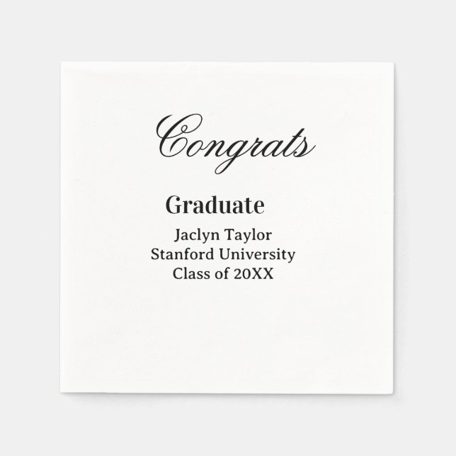 Congrats graduation name university name class of  napkin (Front)