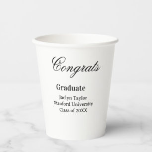 Congrats graduation name university name class of paper cups