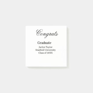 Congrats graduation name university name class of post-it notes