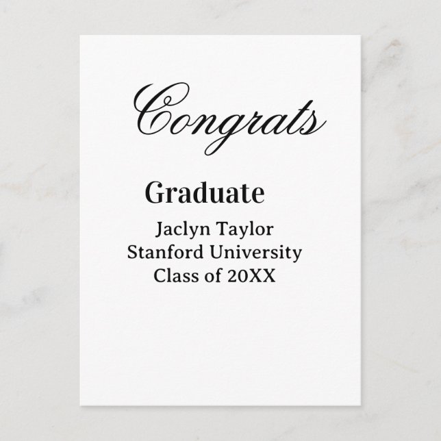 Congrats graduation name university name class of  postcard (Front)