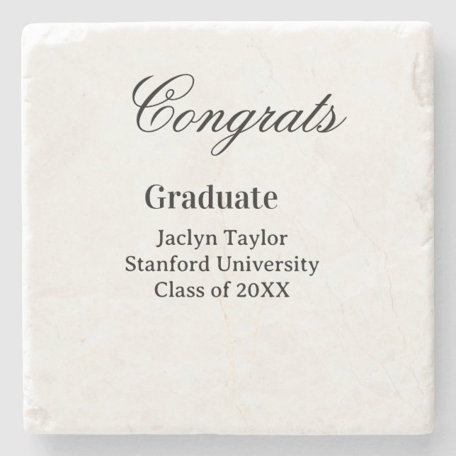 Congrats graduation name university name class of  stone coaster (Front)