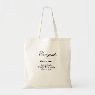 Congrats graduation name university name class of tote bag