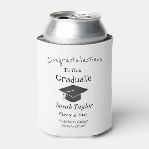 Congrats Graduation Party Modern Cap Tassel Can Cooler