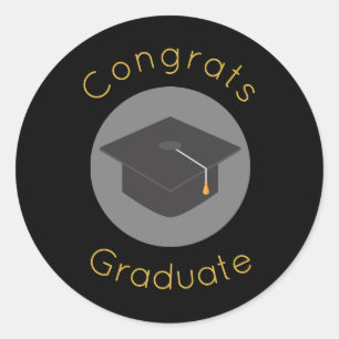Congrats Graduation w/ Graduation Cap Classic Round Sticker