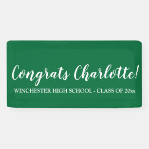 Congrats green custom script text graduation banner