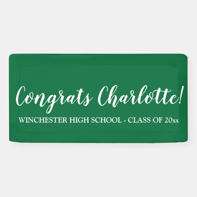 Congrats green custom script text graduation banner (Horizontal)