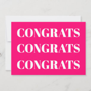 Congrats hot pink fuchsia white modern card