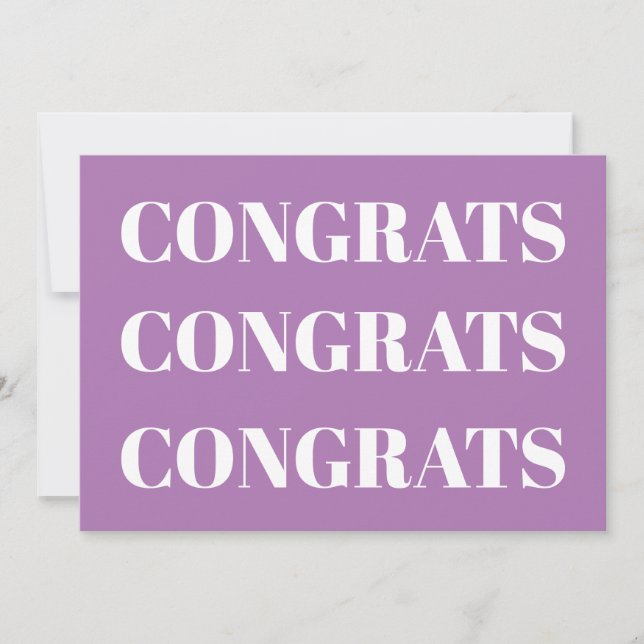 Congrats lavender white minimalist modern card (Front)