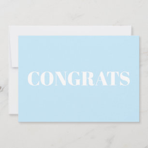 Congrats light blue white minimalist modern card
