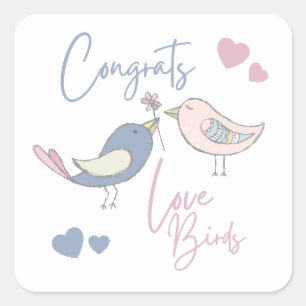 Congrats Love Birds Stickers