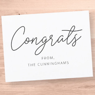 Congrats Modern Elegant Simple Chic Family Name Postcard