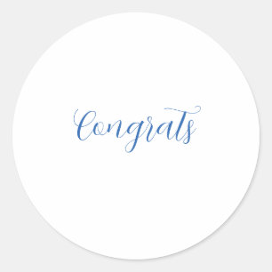 congrats name blue stylish graduation date year classic round sticker