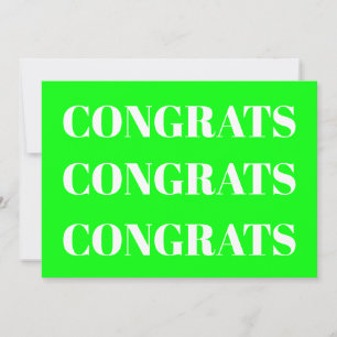 Congrats neon green white modern minimalist card