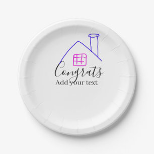 Congrats new home owner real estate inauguration t paper plate