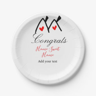 Congrats new home owner real estate inauguration t paper plate