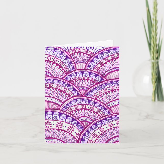 Congrats New Mum It's A Girl Damask Indian Mandala Card (Front)