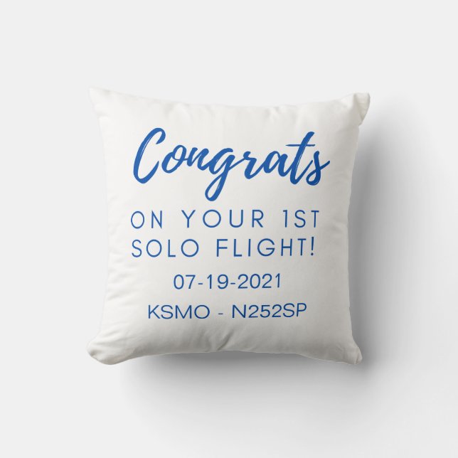 Congrats on 1st solo flight - customisable cushion (Front)