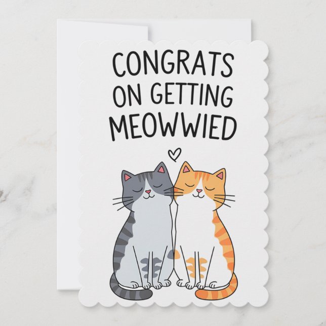 Congrats On Getting Meowwied Funny Cat Wedding Holiday Card (Front)