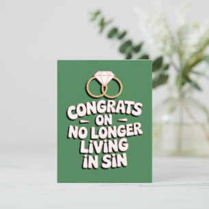 Congrats On No Longer Living In Sin Funny Wedding Holiday Card