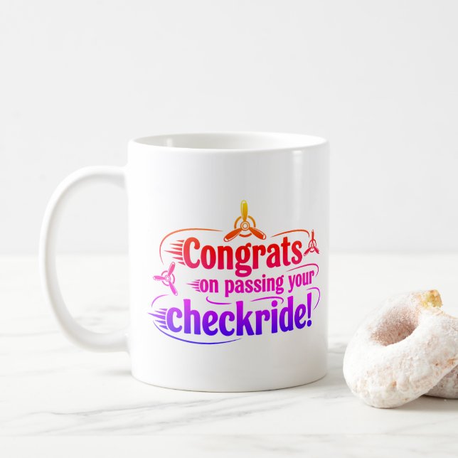 Congrats on passing your checkride! coffee mug (With Donut)