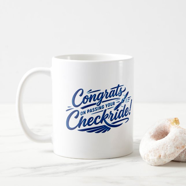 Congrats on passing your checkride! coffee mug (With Donut)