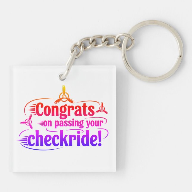 Congrats on passing your checkride! keychain (Back)