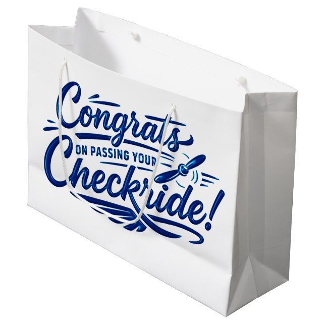 Congrats on passing your checkride! large gift bag (Front Angled)